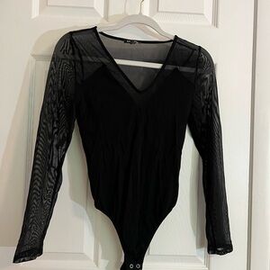 Express Black Sheer Sleeve Bodysuit